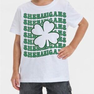 Kids White and Green T-Shirt Saint Patrick’s Day Lucky Shenanigans Made to order